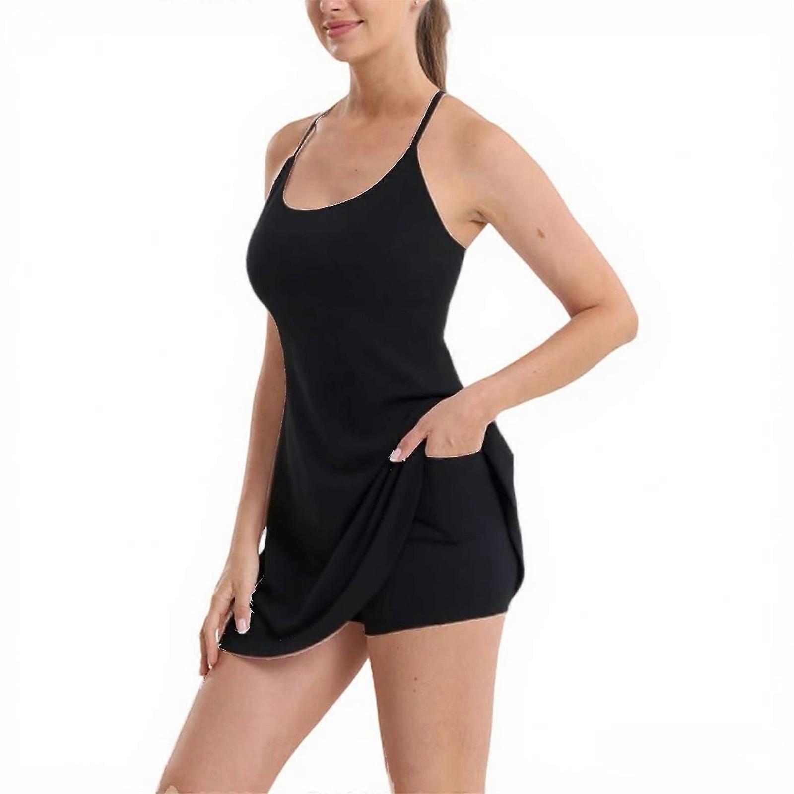 athletic dress with removable shorts Umgee Navy Contrast Trim Athletic Mini Dress with Detachable Shorts XS