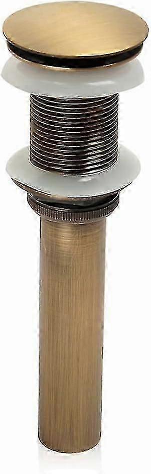 Non-Slotted Basin Sink Faucet Push Pop-Up Click Clack Stopper without Overflow (Antique Brass)