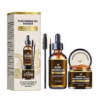 Battana Hair Growth Oil + Battana Moisturizing Cream + Eyelash Wand + Eyebrow Brush Set - YF Hair Oil Anti-Frizz Hair Mask Hair Cream Battana Oil Set