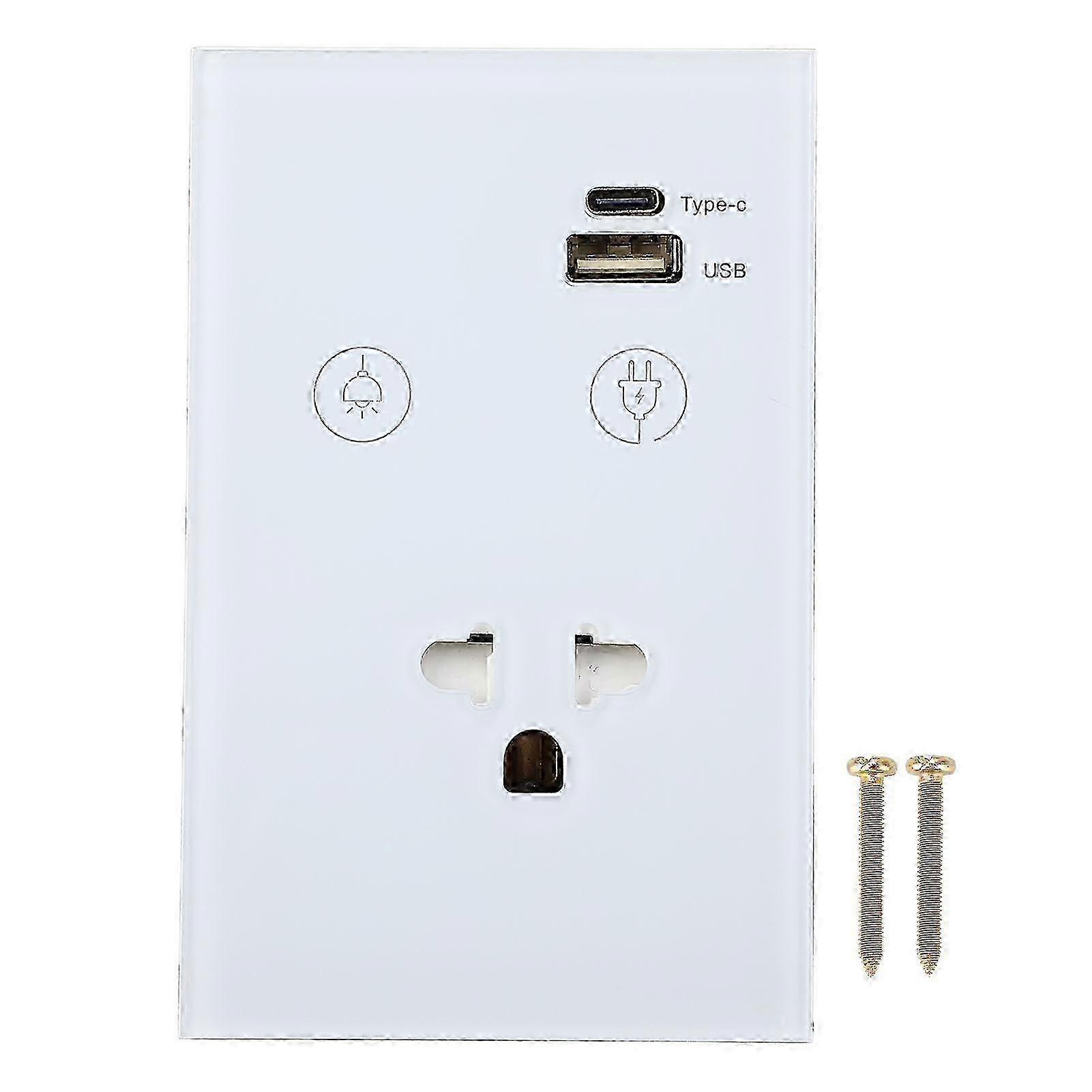 Smart Wall Outlet Switches App Remote Voice Control 1 Gang 2.4GHZ WiFi Touch Light Switch with USB and TYPE C Port