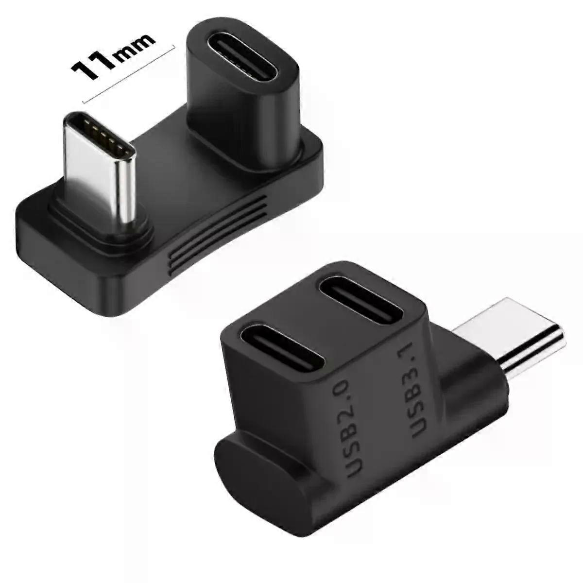 180 Degree U-shaped 100W USB 32 Type C Male to female 1 to 2 Adapter OTG 10Gbps Fast Data 4K Tablet USB-C Charging Converter