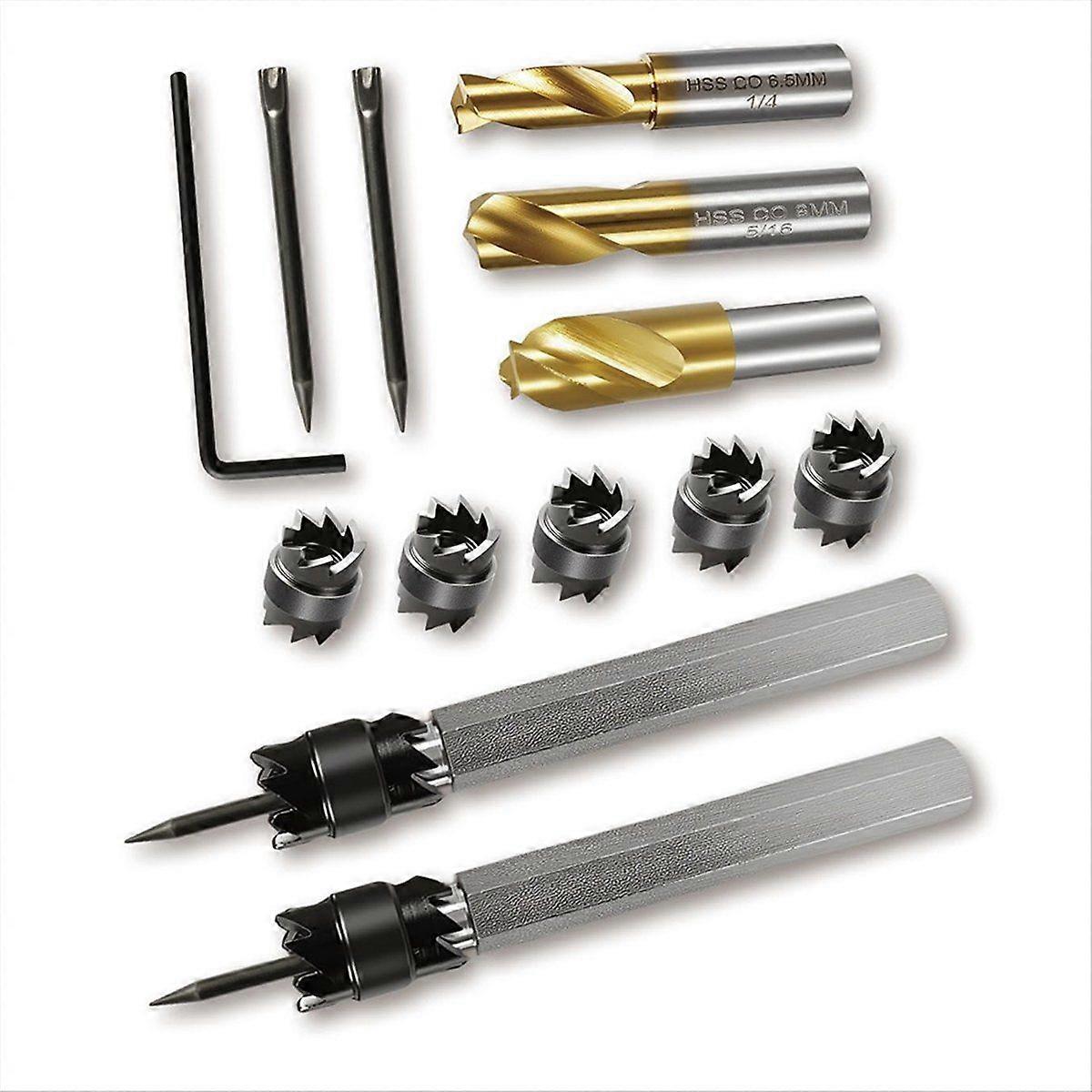 13 Pcs Spot Weld Cutter Set, Double Sided 3/8" & 5/16" HSS Drill Bits, Titanium Coated Cobalt for M