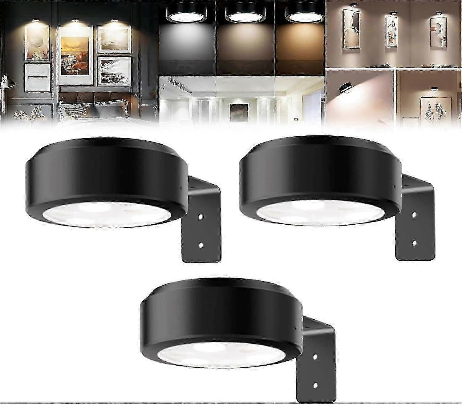 3Pcs Luzes de Parede para Parede, Luzes de Pôster, Luz de Pintura LED Magnética Recarregável Sem Fio, Imagem para Parede com 3 Temps de Cor