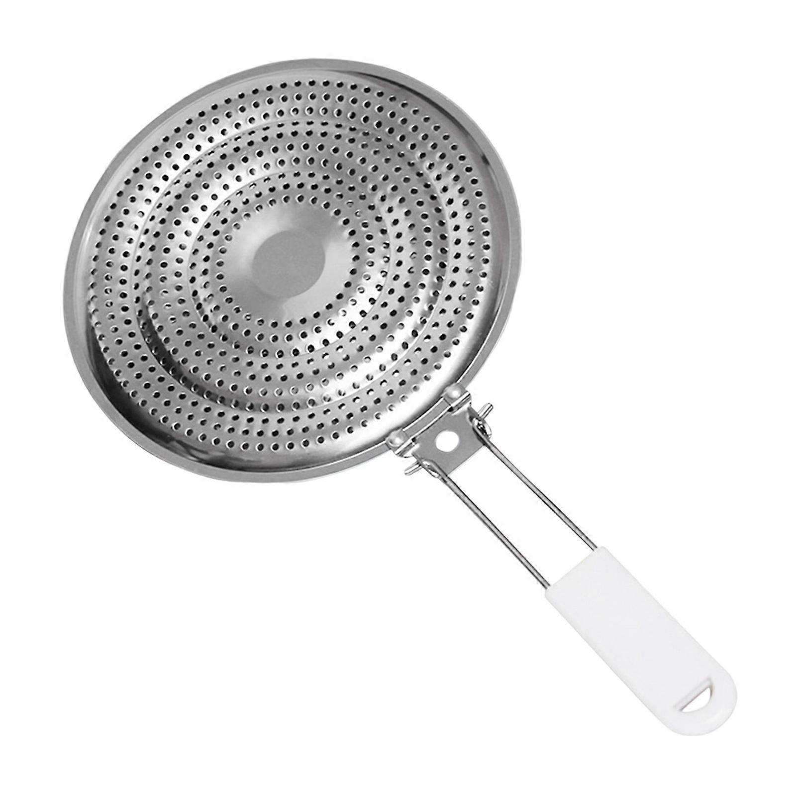 Portable Pot Heating Stand Flame Guard with Removable Handle Stainless Steel Texture for Camping Secure Stable Support  White