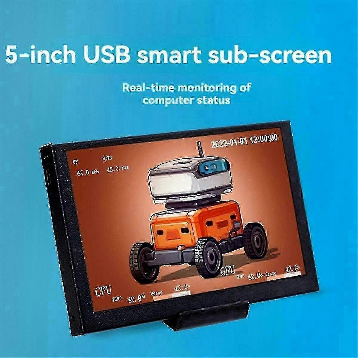 5-Zoll-USB-C-IPS-Computer-Sub-Bildschirm für die GPU-Temperaturüberwachung in weißem Gehäuse