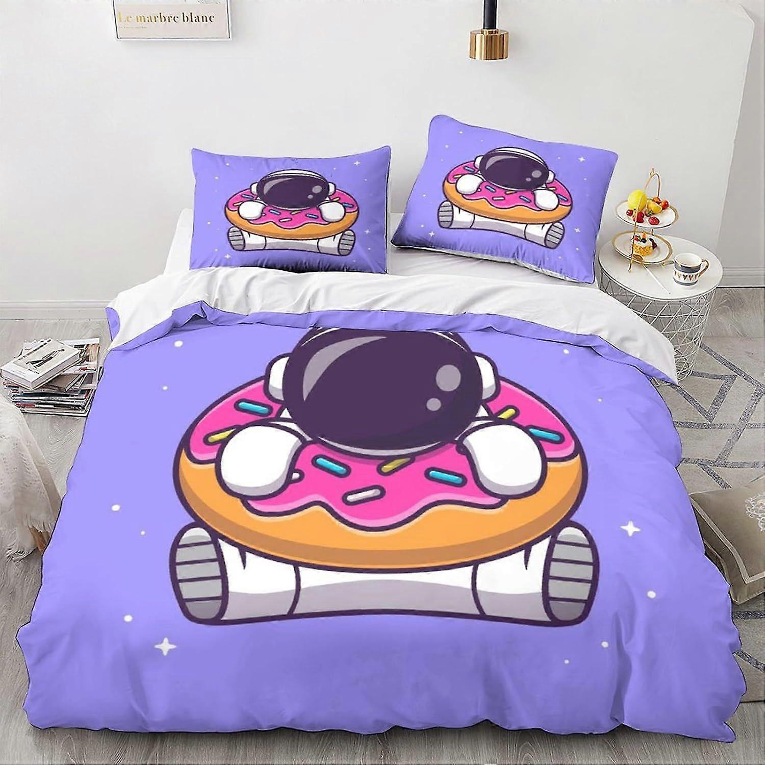 مجموعة غطاء لحاف رواد الفضاء LikeEj ، مجموعة فراش تحت عنوان طباعة الفضاء ثلاثية الأبعاد ، مجموعة فراش كرتونية ناعمة من الألياف الدقيقة للمراهقين 3 قطع ، للديكور المنزلي