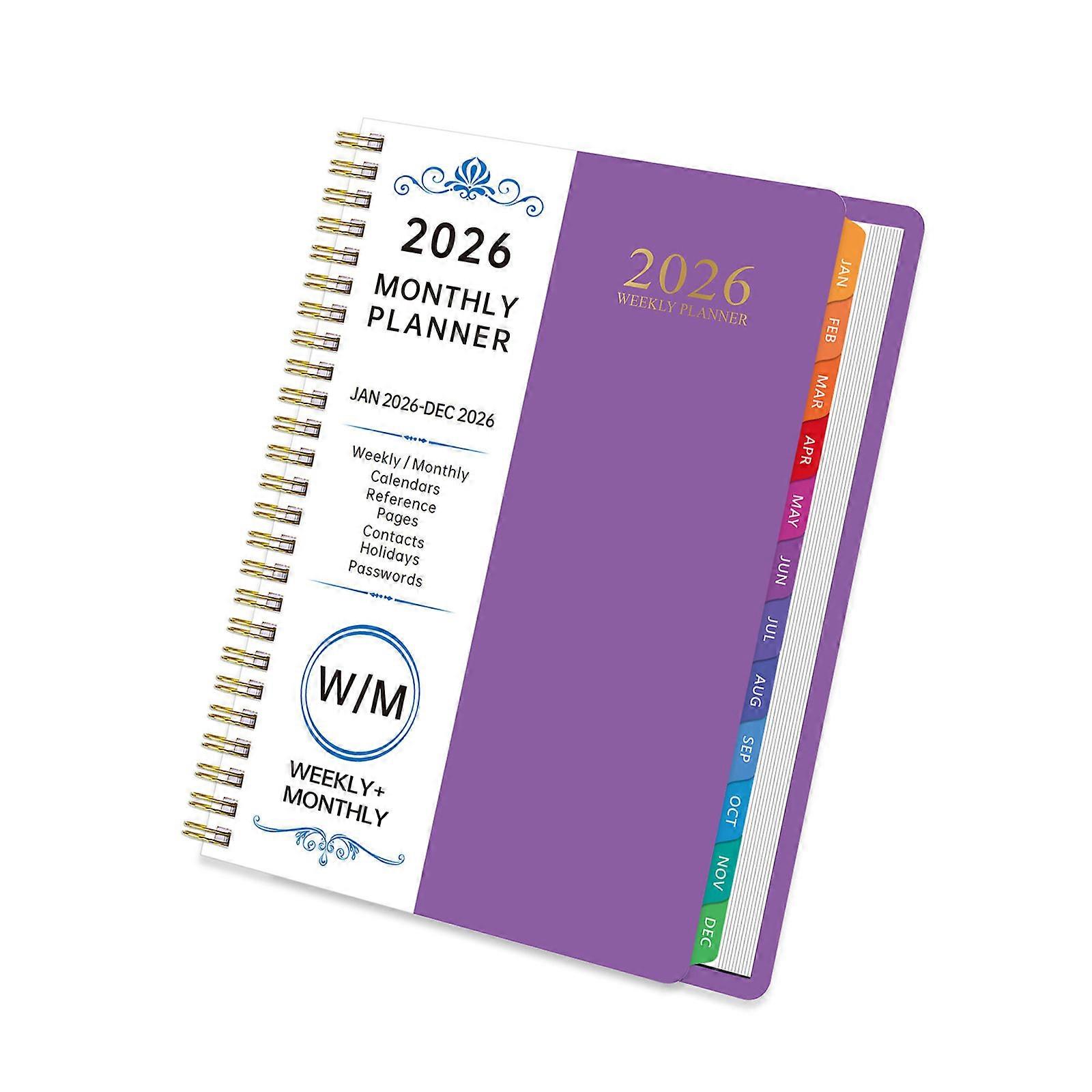 2026 Weekly Monthly Planner 144 Pages Twin Wire Binding Academic Planner 12 Month From Jan to Dec For Daily Scheduling  Purple