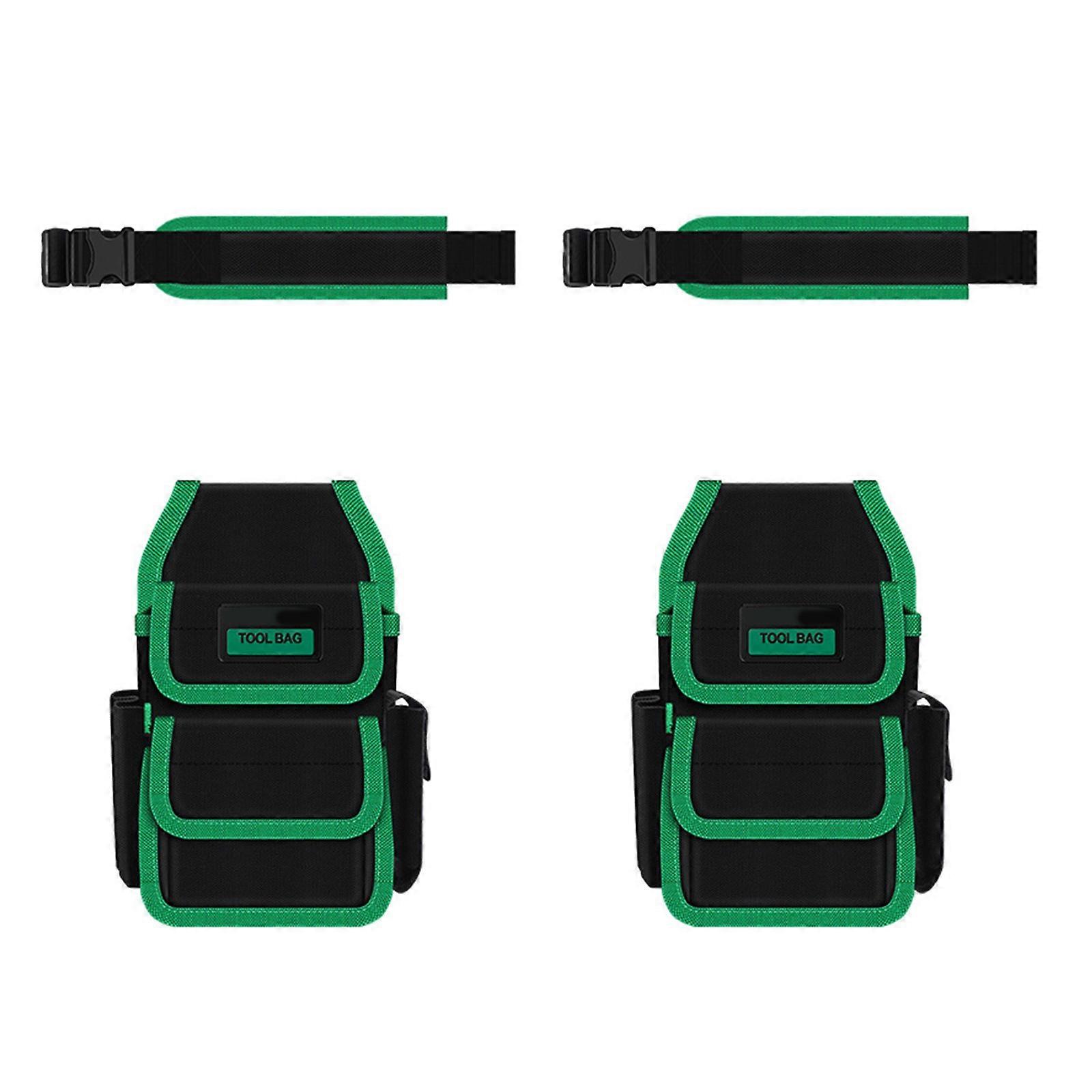 Double Pack Industrial Grade Tool Pouches With Multiple Pockets For Electrical Tasks Enhancing Job Site Accessibility Multicolor