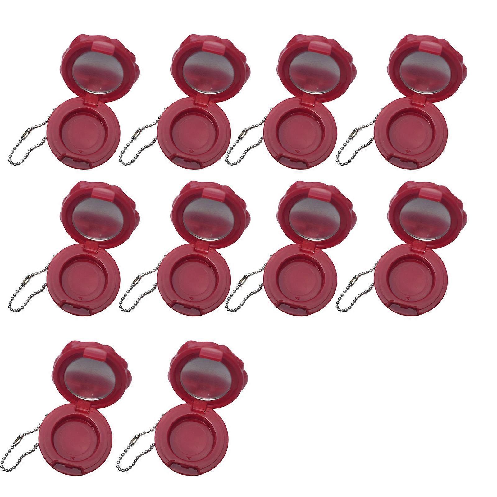 10 Pieces Rose Shape Lip Balm Container With Mirror Leakproof Lightweight Cosmetic Organizer For Travel and Home Use  Red