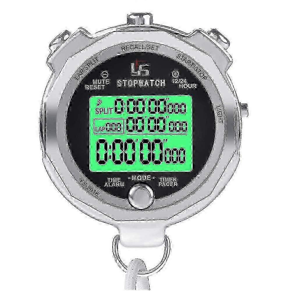 Digital Stopwatch Metal Stopwatch Timer With Backlit Multi Lap Memory-1751