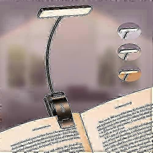 Gritin 19 LED Rechargeable Book Light for with Memory Function Eye Caring 3 Color Temperatures Stepless Dimming Brightness 80 Hours Runtime