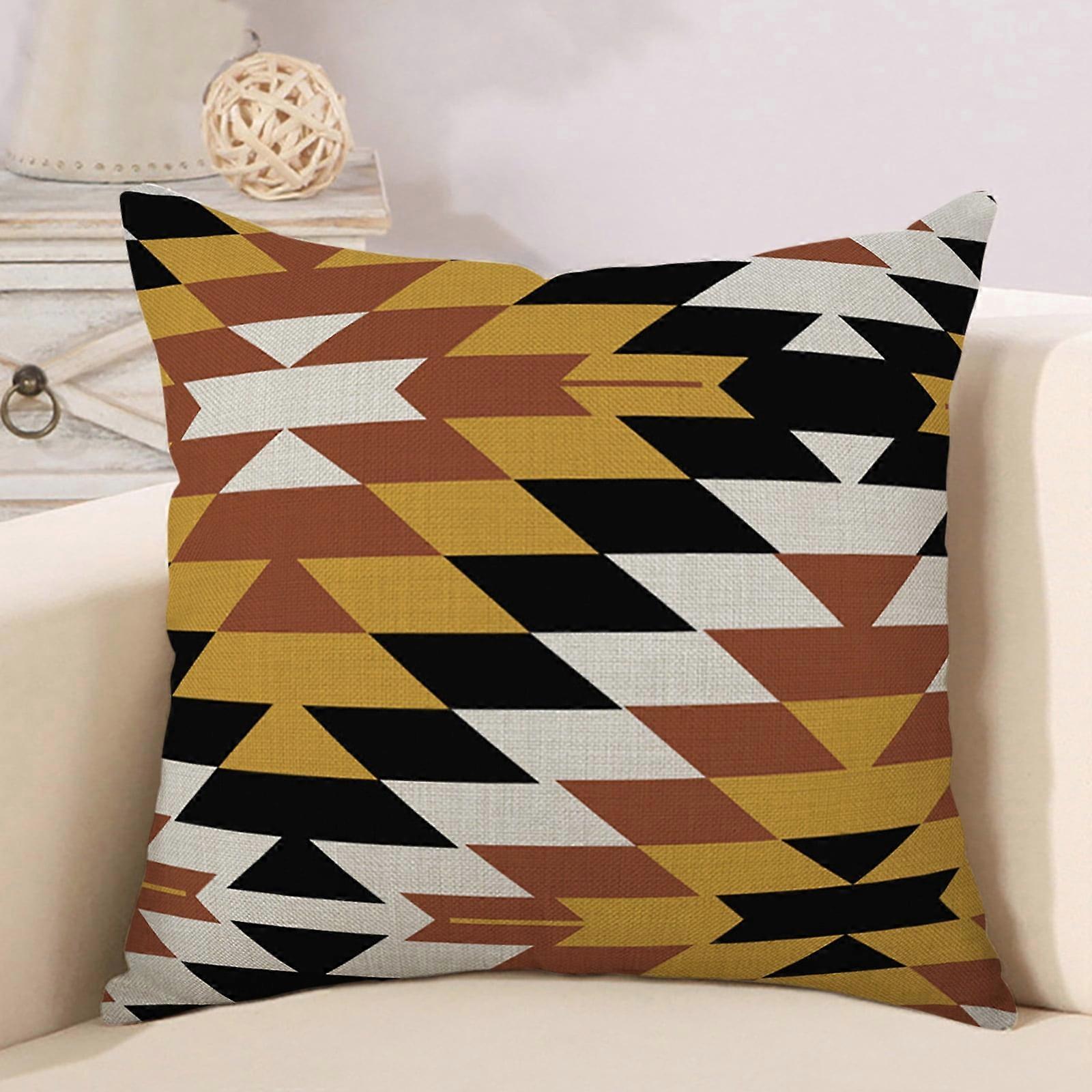 Xubond Linen Cloth Pillowcase Simple Cushion Geometric Sofa Cover Pillow Case Multi-color Fabric