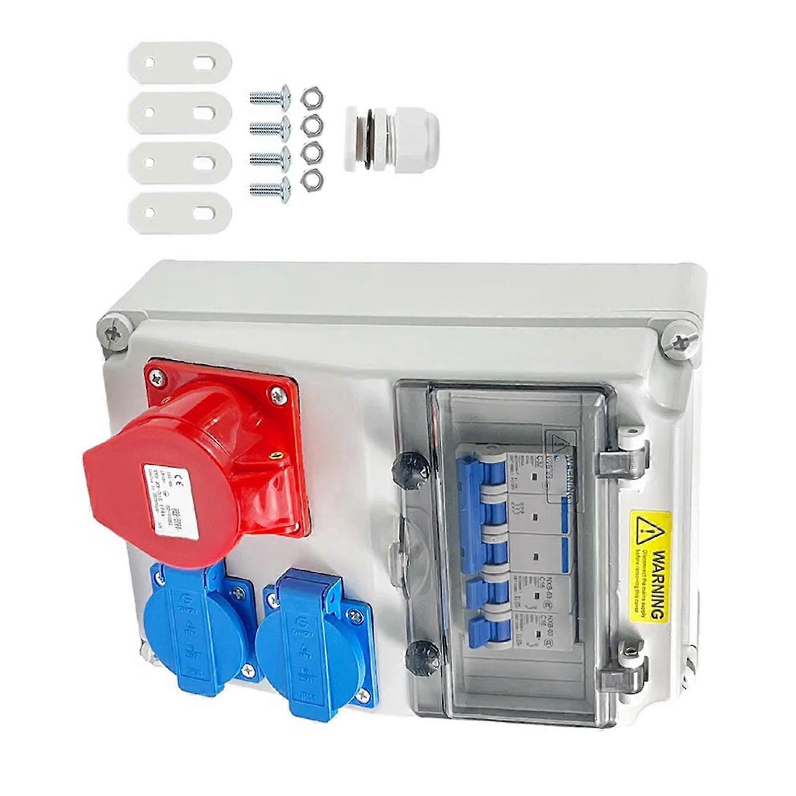 Wall Mounted Power Distributor Dustproof and Moisture Resistant Electrical Outlet Box With Socket for Outdoor/Indoor Use Multicolor