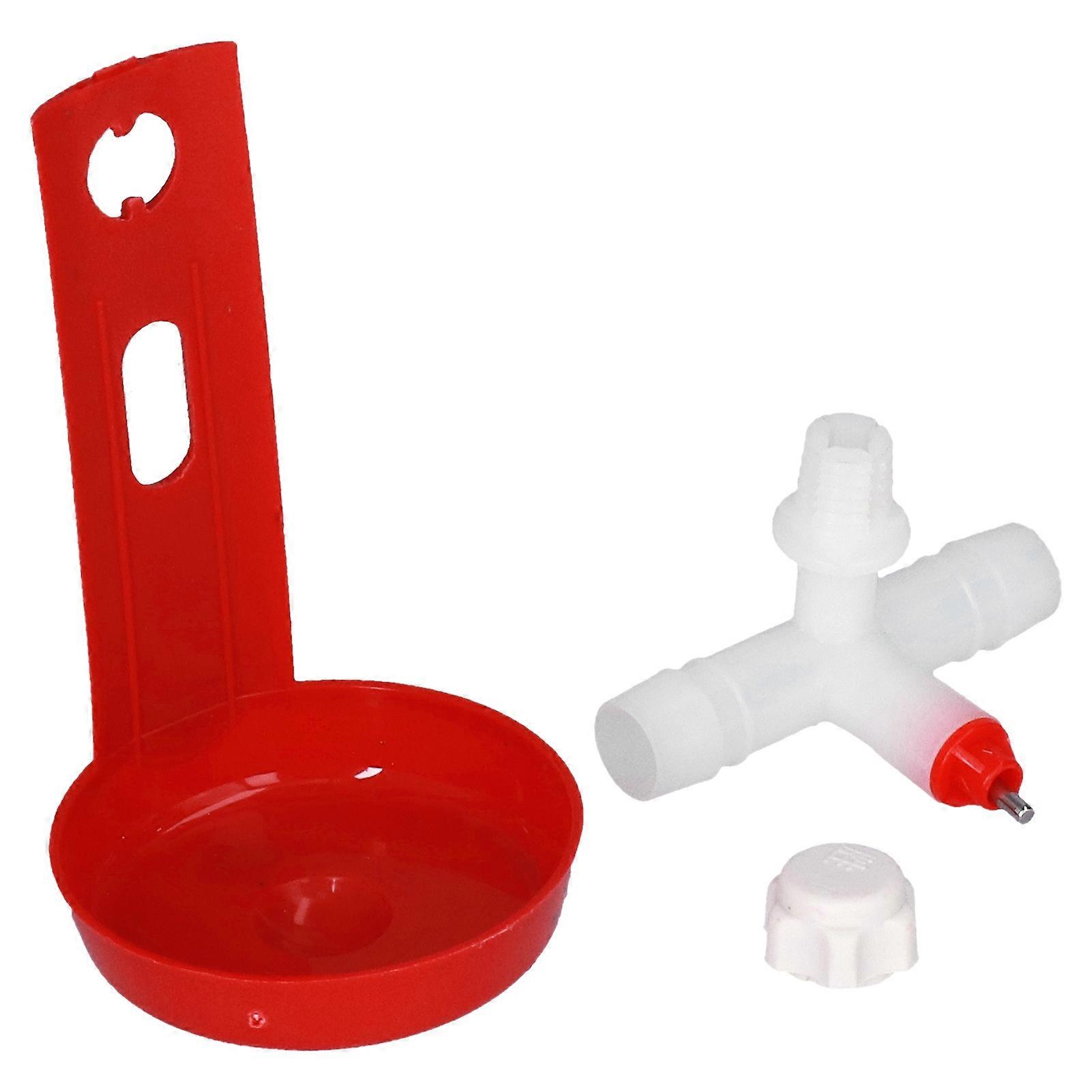 10 Set Chicken Drinking Cup Automatic Poultry Drinking Waterer Drinker with White Tee Fitting Durable for Chicken