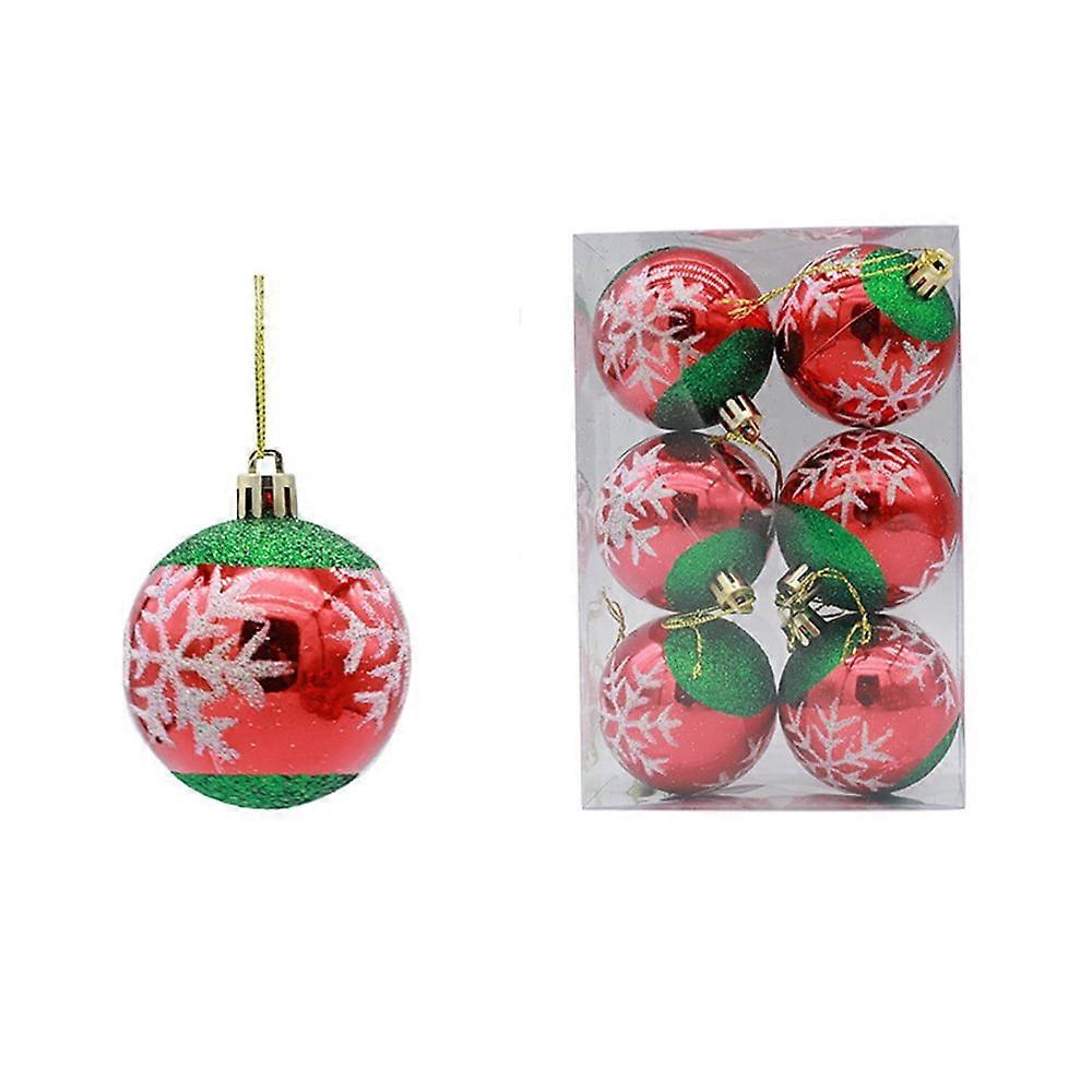 6 stk. 6 cm julekuler, pynt, malte julekuler, hengende anheng, jul, navidad 2024, nyttårsfestdekorasjonsutstyr