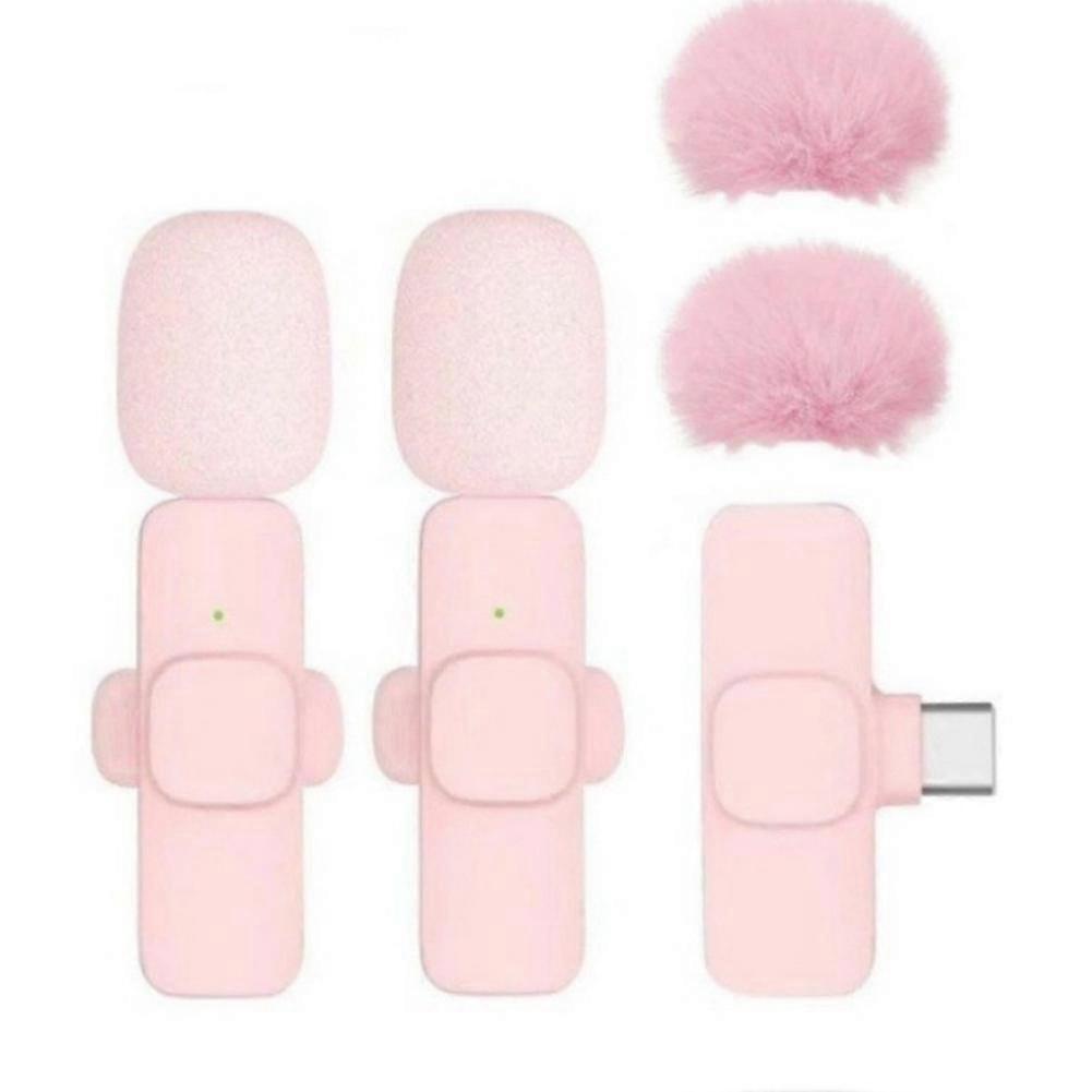 Pink Wireless Lapel Microphone For Mobile Live Streaming High Quality Sound 8H Battery Portable Mini Mic For Outdoor Recording Vlog