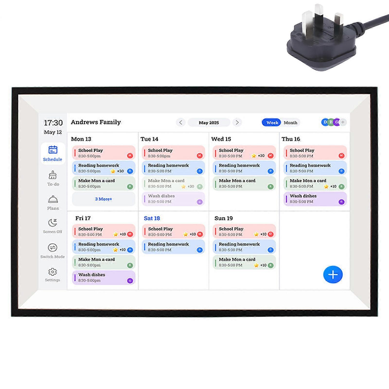 15.6inch Intelligent Home Calendar Touch Display Syncs Multiple Platforms Interactives Chore Chart Meal Planner Customs Photo Album Wall Mount Design