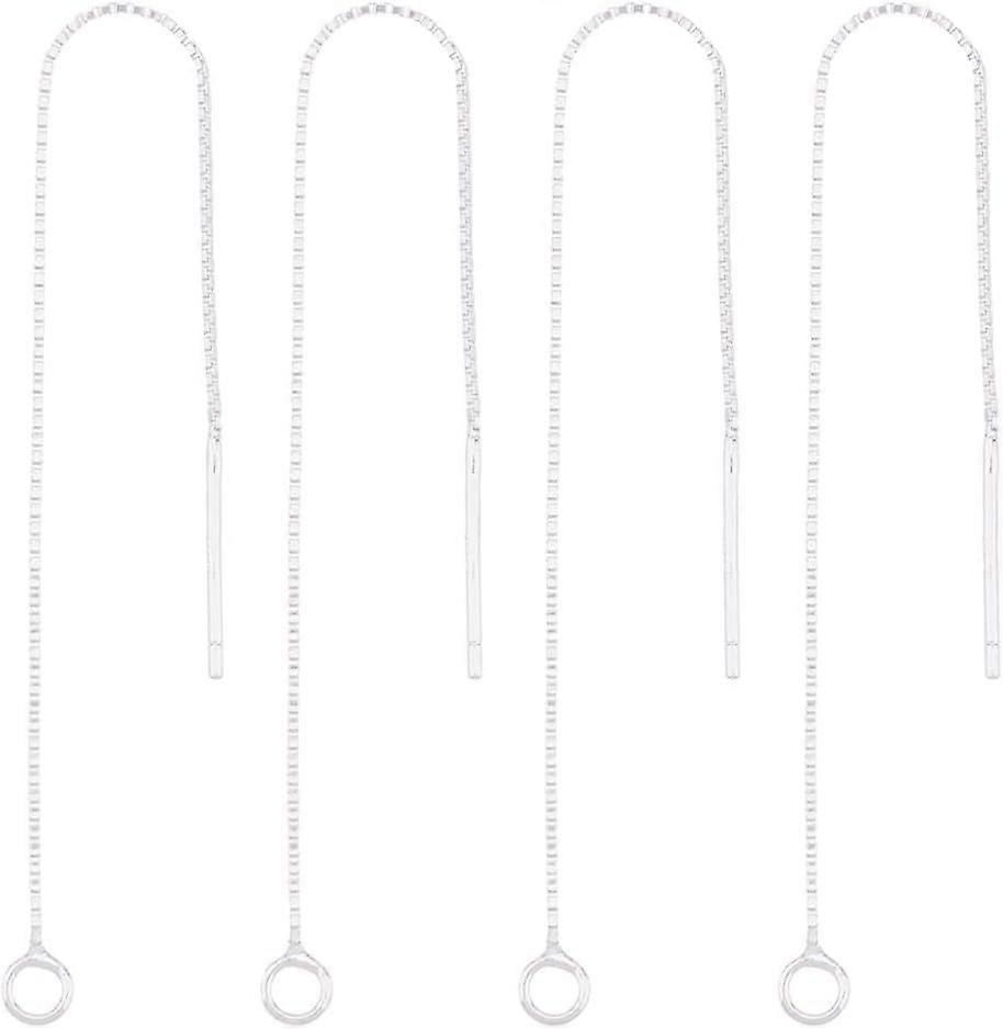 Chain Threader Earrings 925 Sterling Silver Tassel Chain Earrings 8cm Pull Through Threaded Long Chain Drop Tassel with Loop for Women DIY Earring Mak