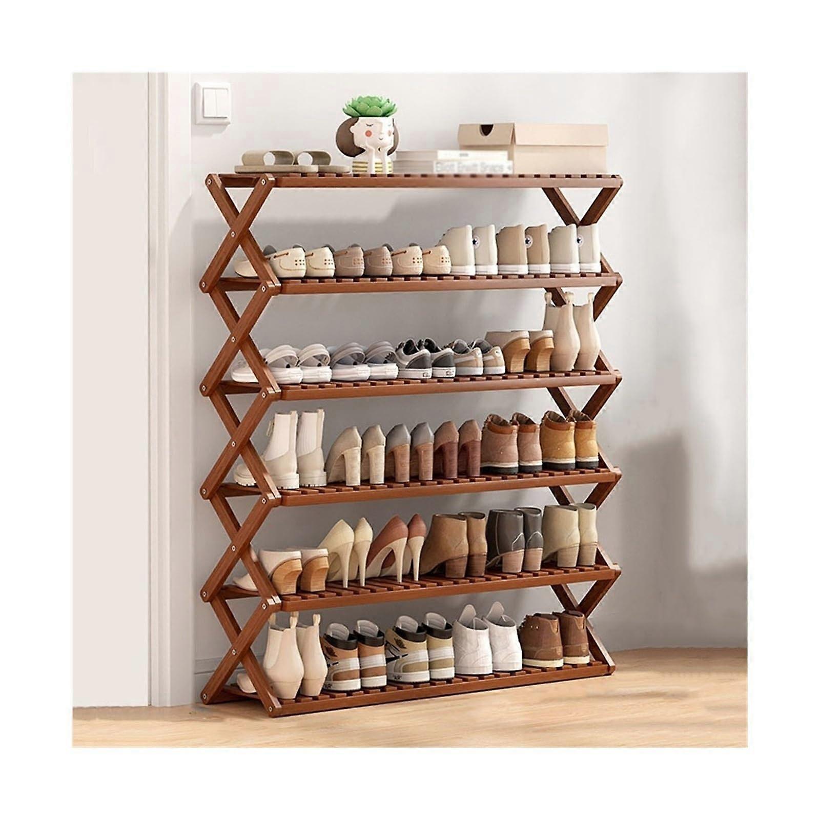 Shoe Rack Bamboo Shoe Organizer with Foldable XShape Design for Hallway Entryway Bedroom