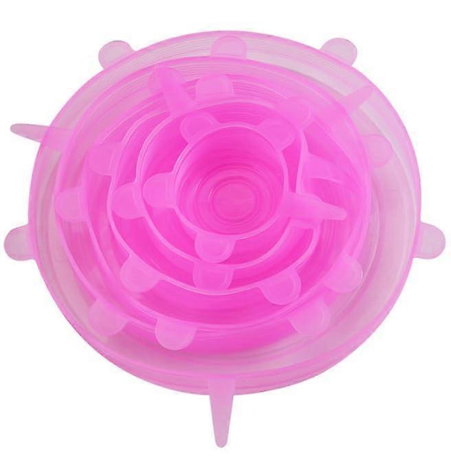 Silicone Stretch Lids Set of 6 Pink – Reusable Airtight Food Grade Covers for Bowls and Containers