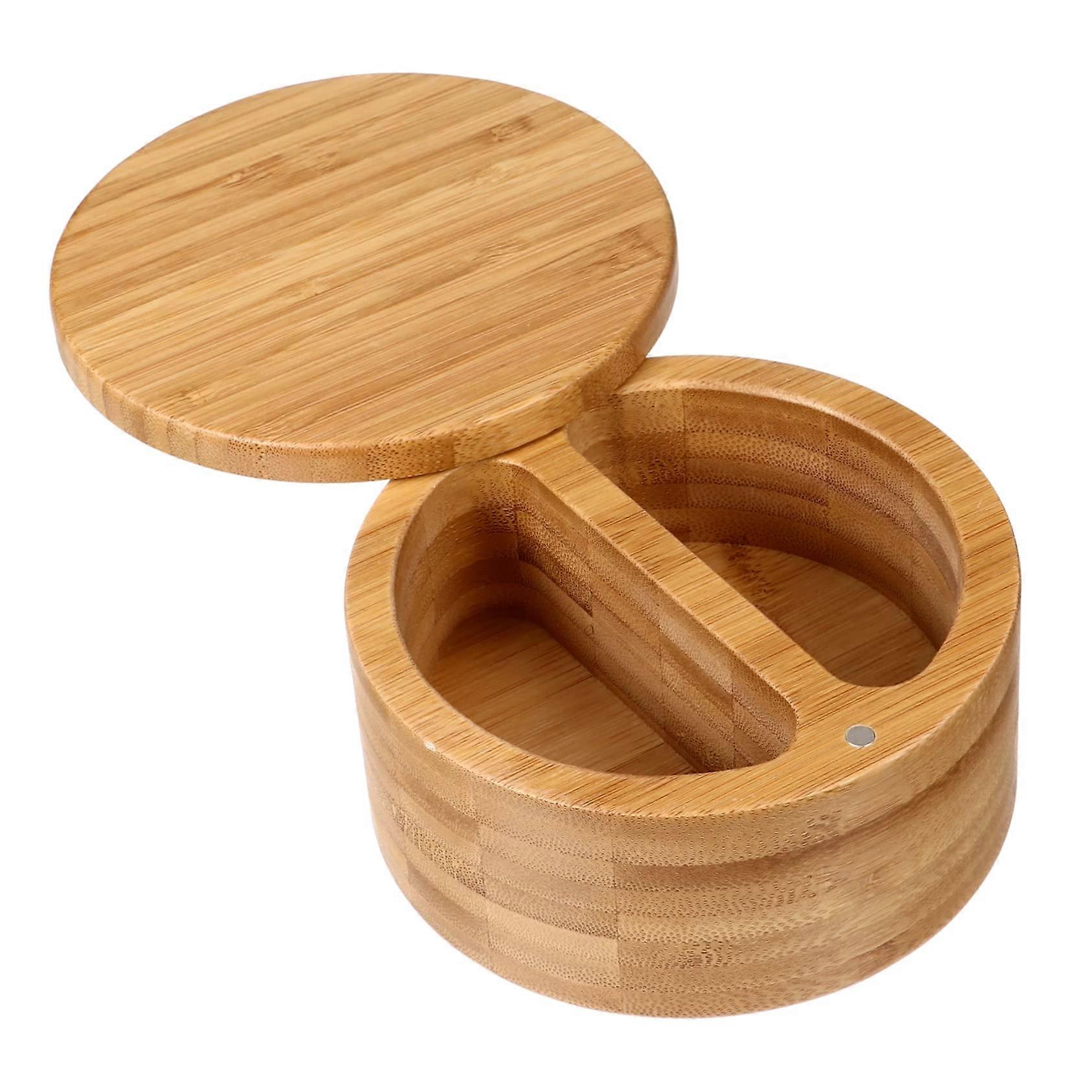 Kitchen Storage Container Bamboo Spice Jar with Dual Compartment Magnetic Lid MoistureProof Seal