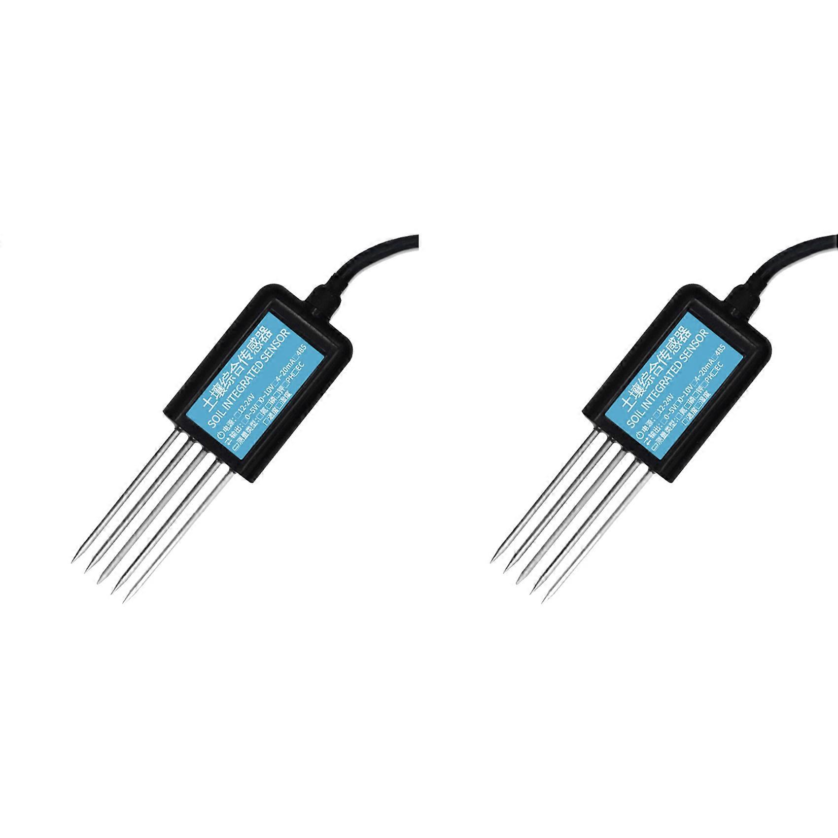 2X 7 in 1 RS485 Soil Temperature Humidity Sensor PH Conductivity Nutrient Salt Nitrogen Phosphorus Potassium Transmitter