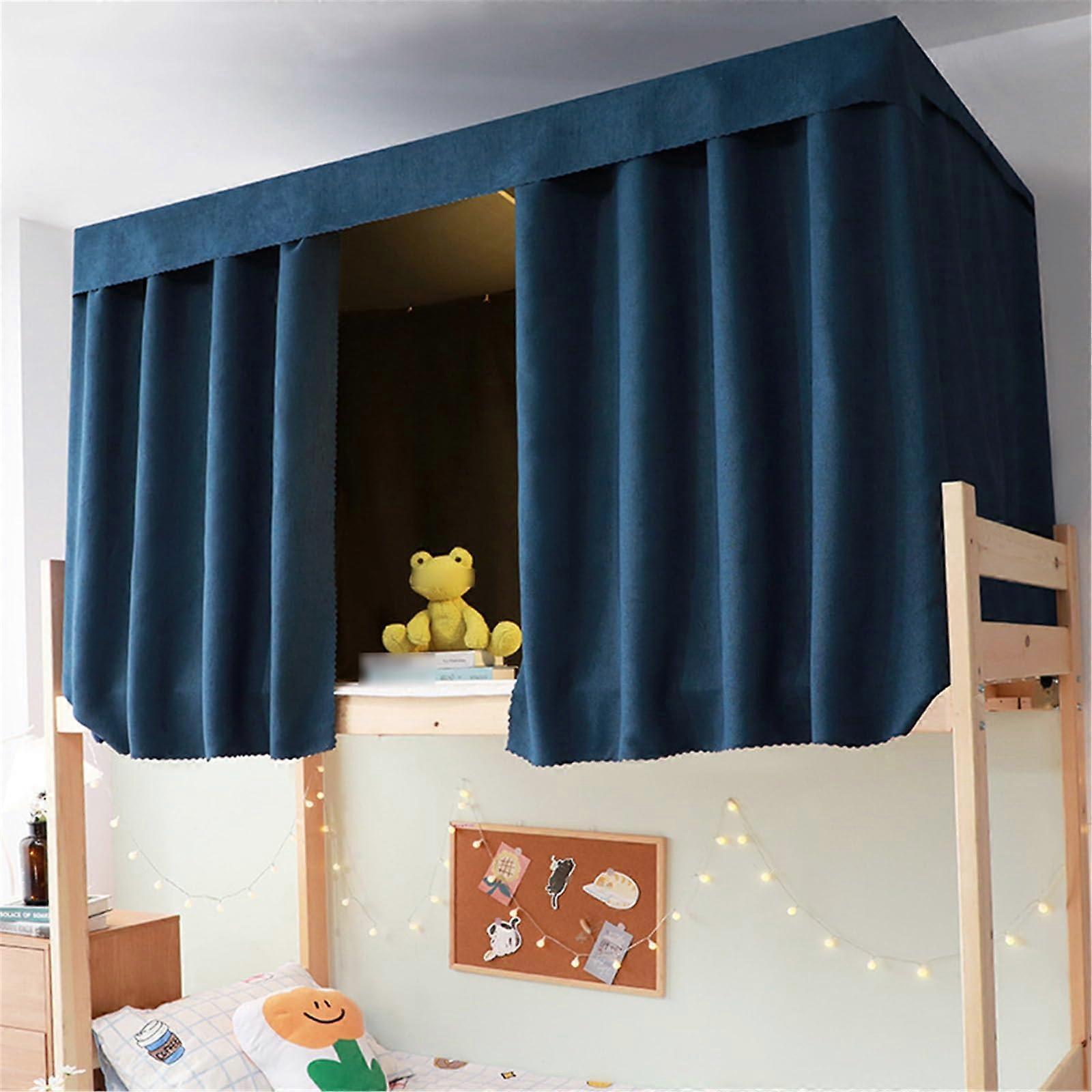 Bunk Bed Curtains Blackout Privacy for Dorms, Dark Blue Set with , Easy Tool Installation