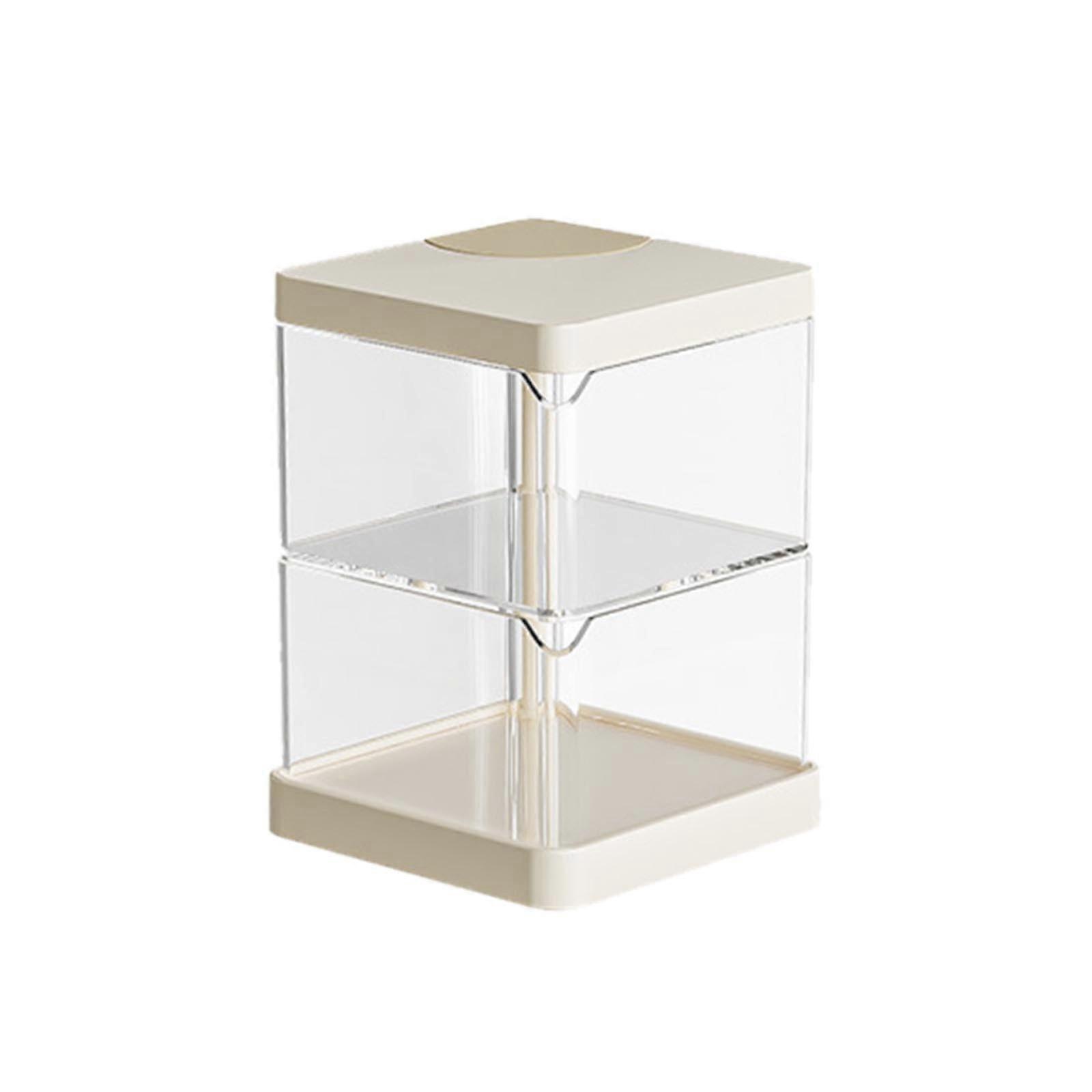 360 Degree Rotating Makeup Organizer with Large Capacity 4Layer Jewelry Storage Rack Beige