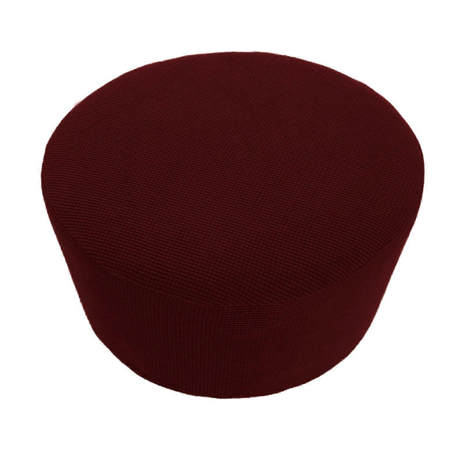 Wrinkle-Free Elastic Slipcover for Round Ottoman Footstool, Protective Cover in Classic Multifunctional Design, Various Sizes and Colors