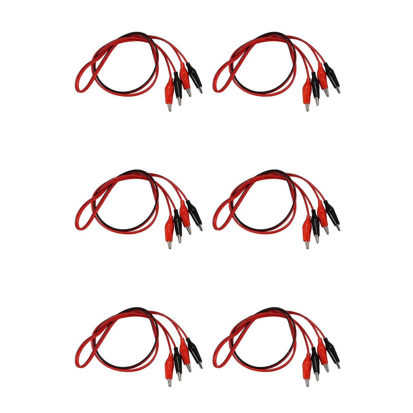 6pcs 1M Double-End Alligator Clips Test Lead Jumper Wire