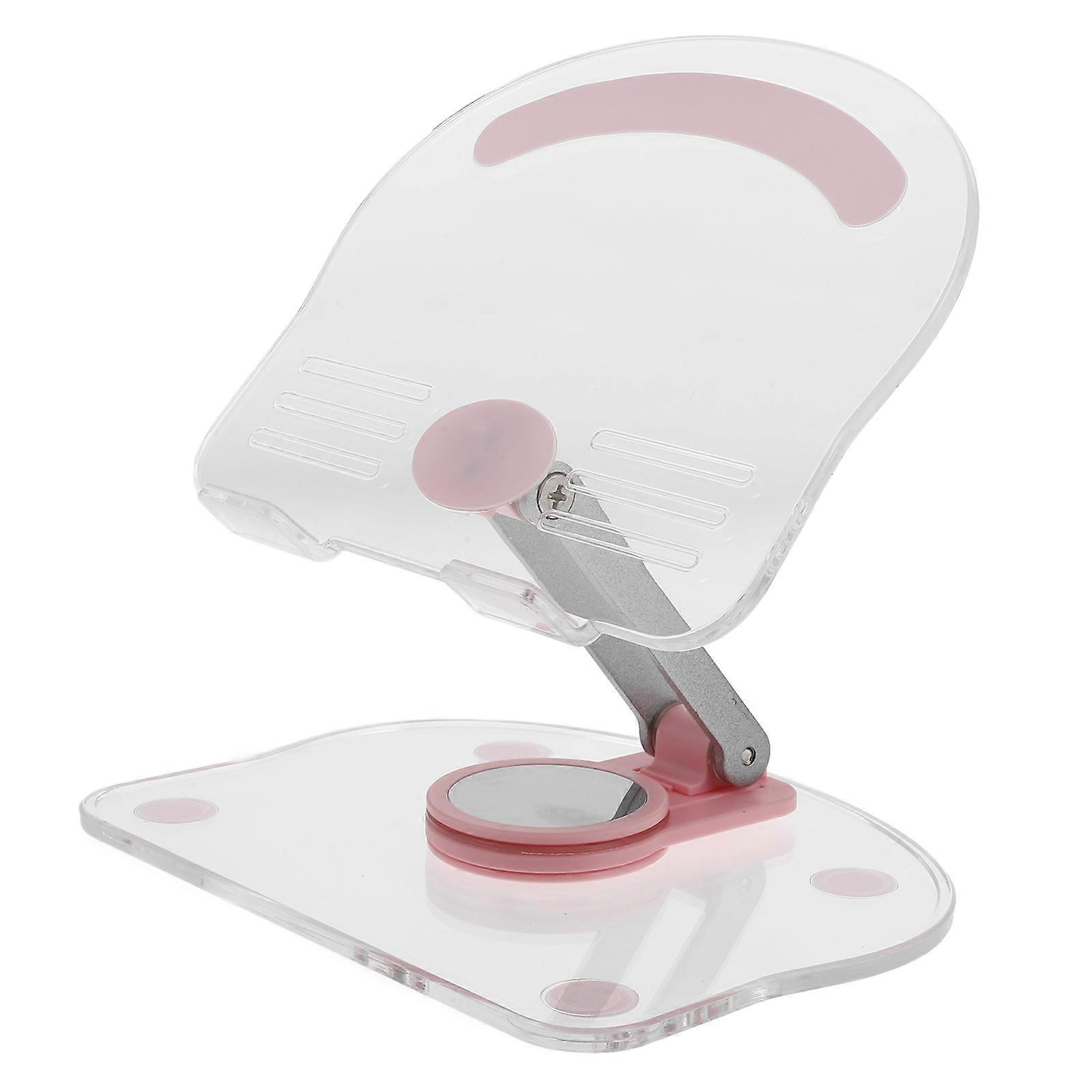 Foldable Pink Tablet Stand for Holding Use with Clear Acrylic and Rotation
