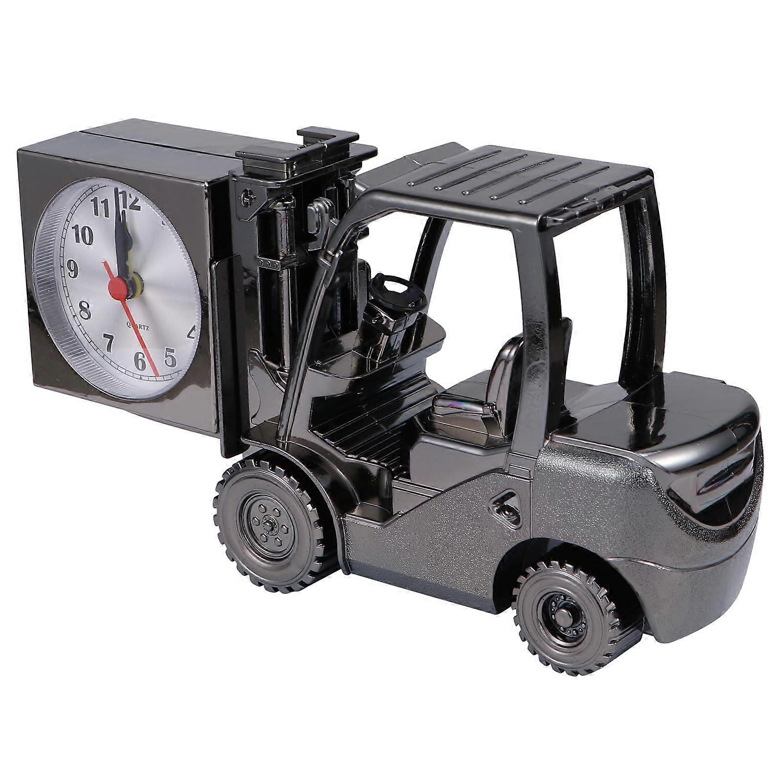 Forklift Table Clock with Golden Finish, Unique Desk Decor for Office, Home, Mantel, or Shelf