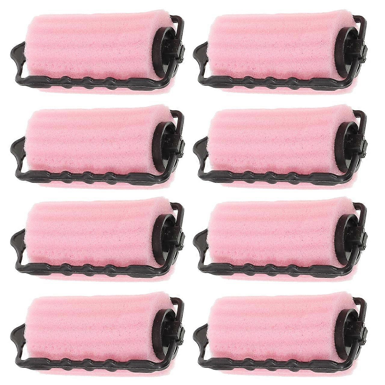 8Pcs Pink Foam Hair Curlers No Heat Soft Rollers for Overnight Voluminous Waves and Curls