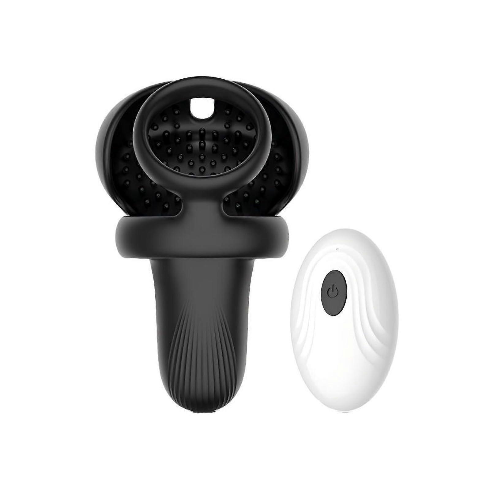 Men's  Massager with RemoteControlled Vibration, Waterproof Easy Clean, Black One Size