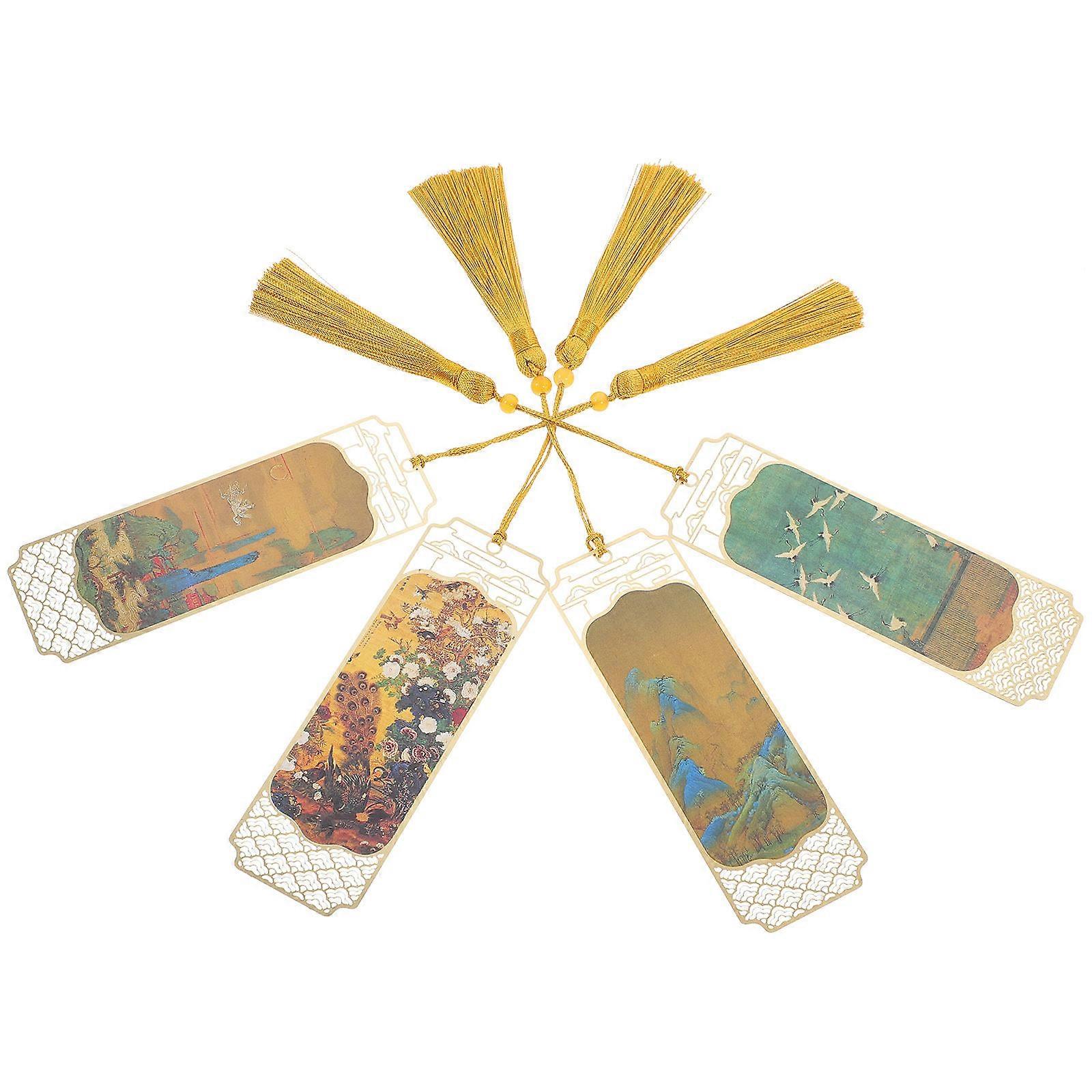 Decorative Metal Bookmarks Craft Bookmark 4Sets with Pendant