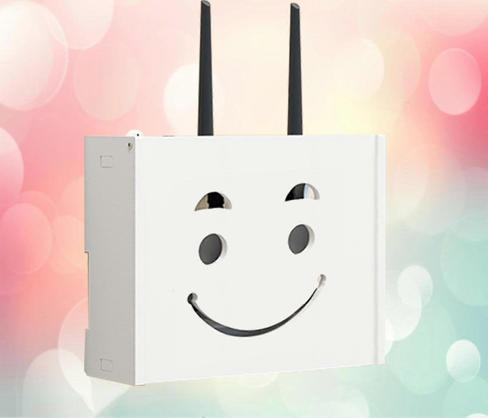 WiFi Router Wall Mount Storage Box with Cable Concealment Shelf, No Drill, B22x20x8.5cm