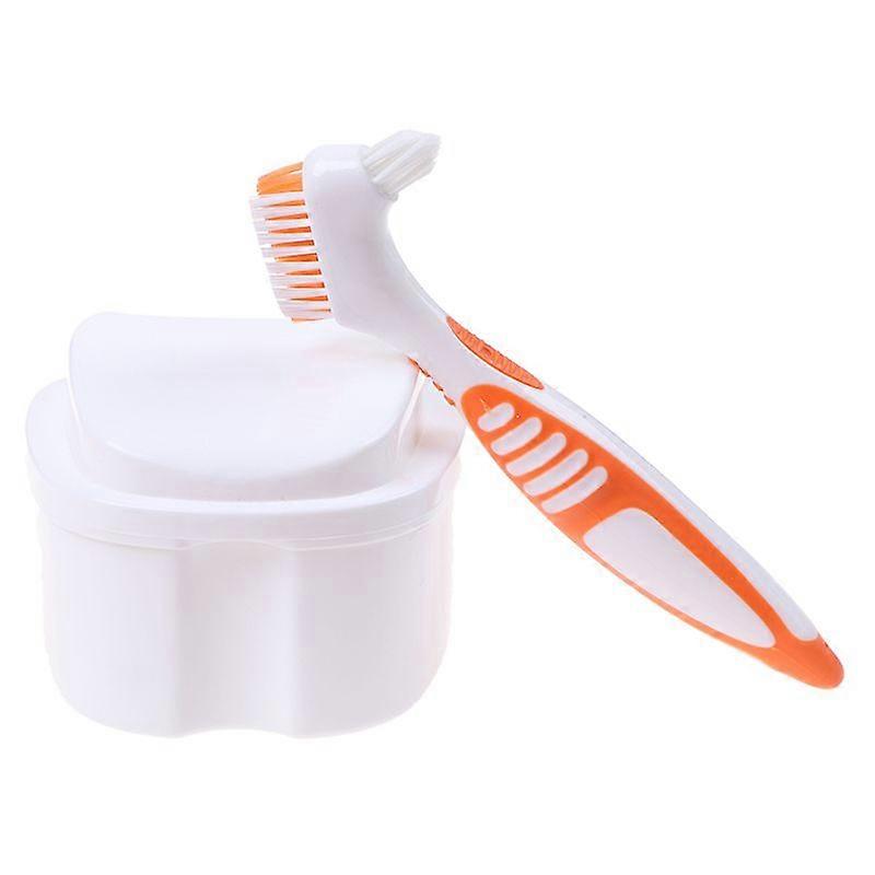 Denture Box and Brush set retainer cleanning denture case brush toothbrush