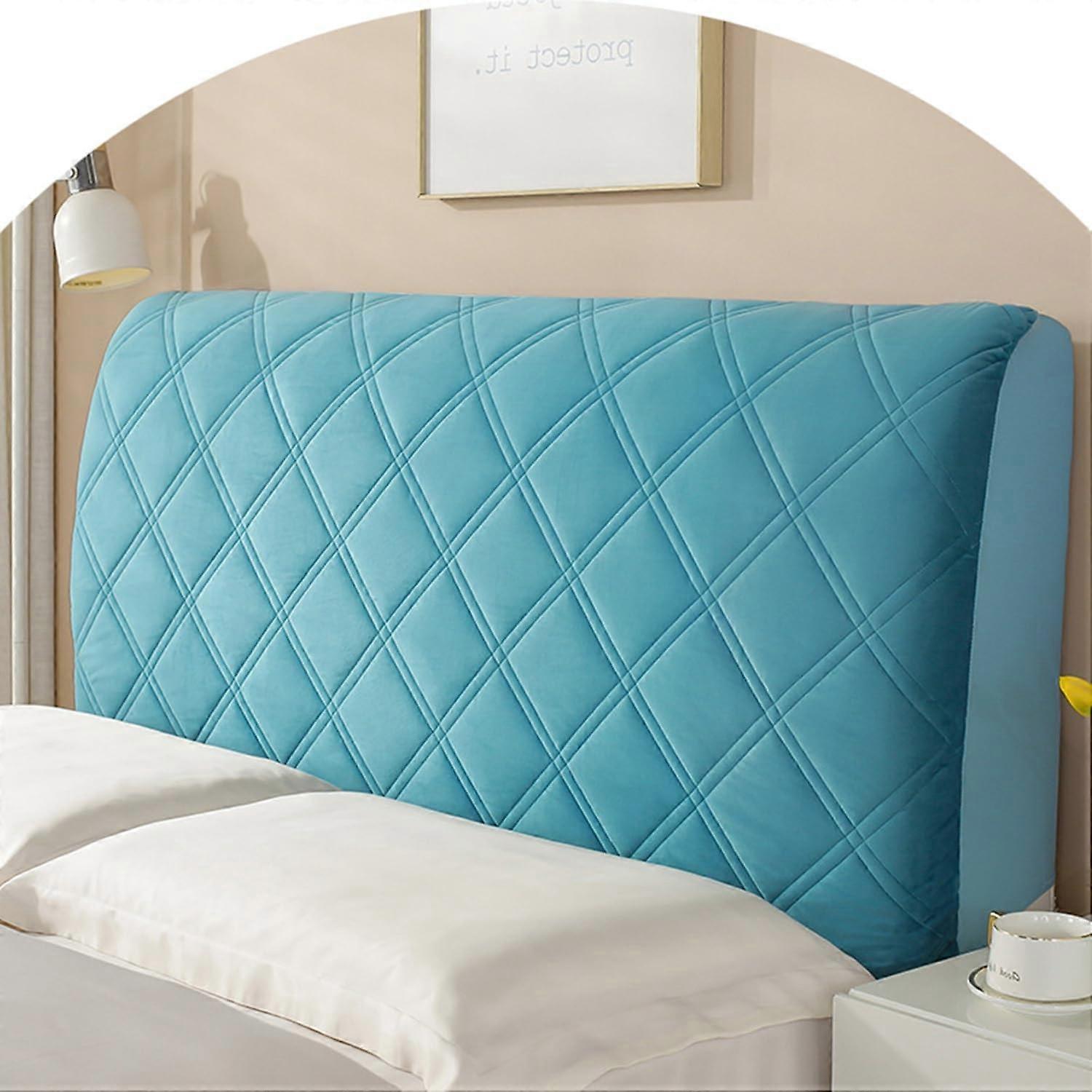 Headboard Cover Universal Elastic Dustproof Protector for Bedroom Decor Blue 75inch