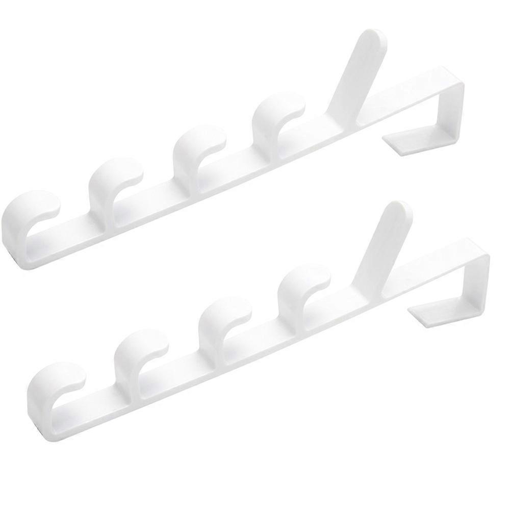 Plastic Hanger Hanging Rack for Hanging Clothes 2Pcs 5 Hooks White