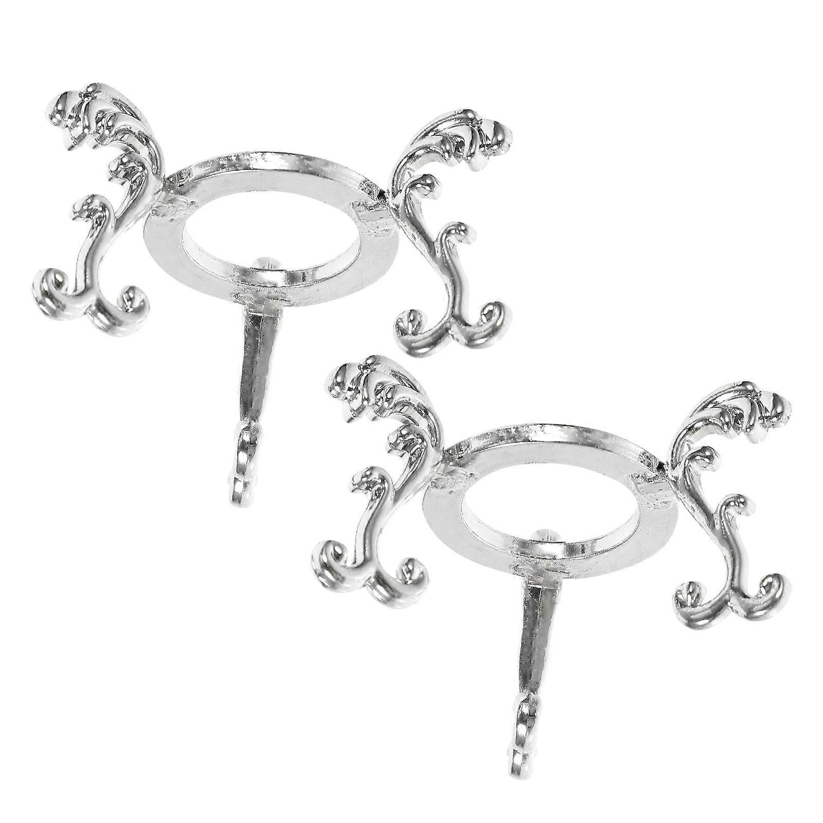 Crystal Ball Display Base Silver Alloy for Decoration 2Pcs Holder