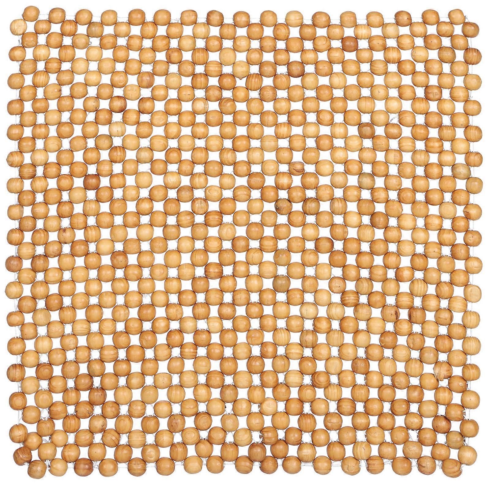 Beaded Seat Cover Square Cooling Protector Light Brown 45x45cm Breathable 1Set