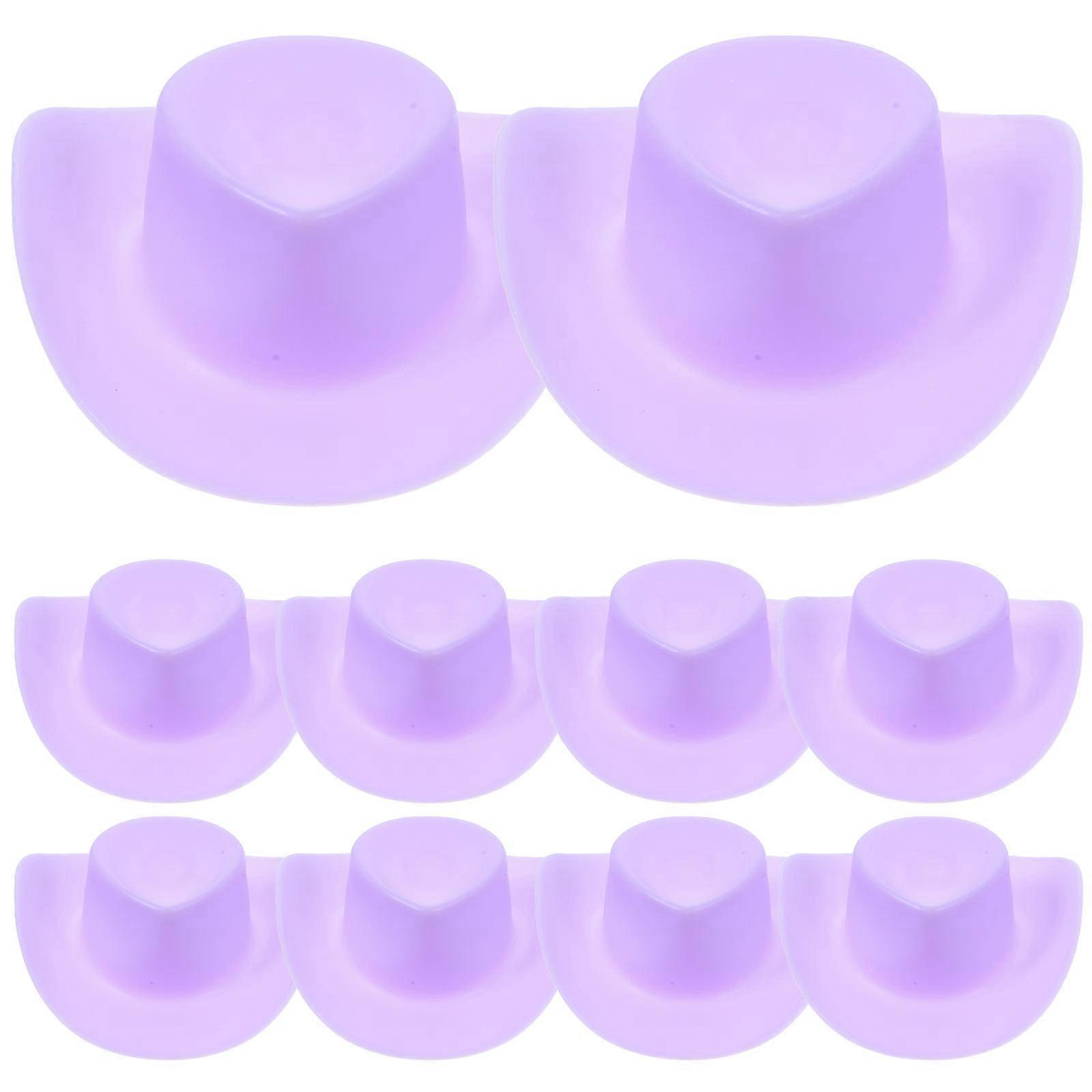 Miniature Hat Simulation Small Cowboy Caps for Decoration 10Pcs Purple