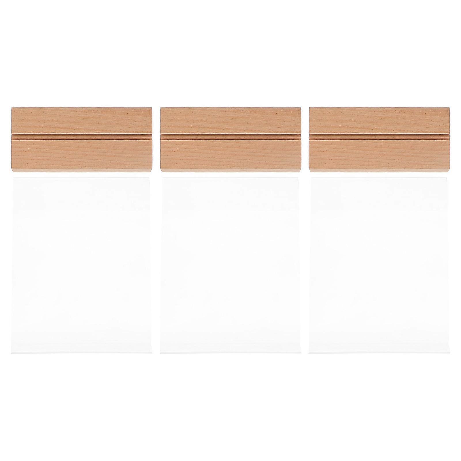 Wood Base Display Holder for Table Menu Transparent Acrylic Stand Composite Material