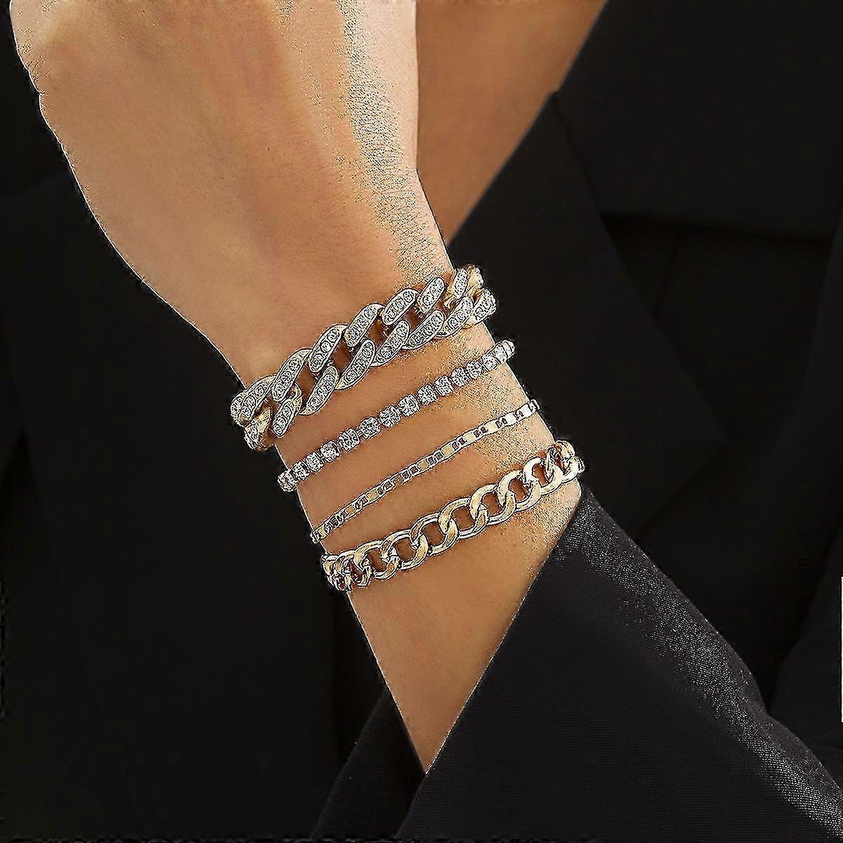 2025 4Pcs Snake Bone Chain Bracelets Set for Women