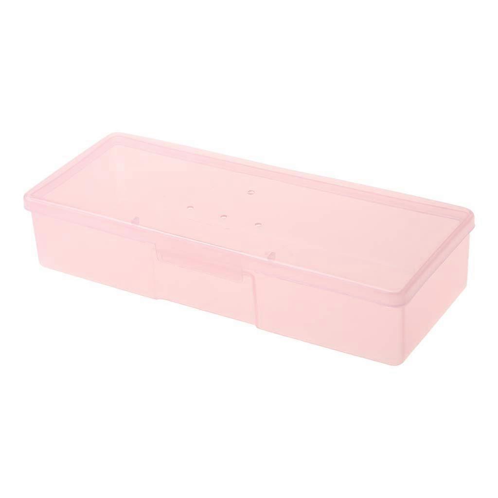 Transparent Nail Storage Box and Manicure Tool Organizer, Durable Plastic Case, Pink