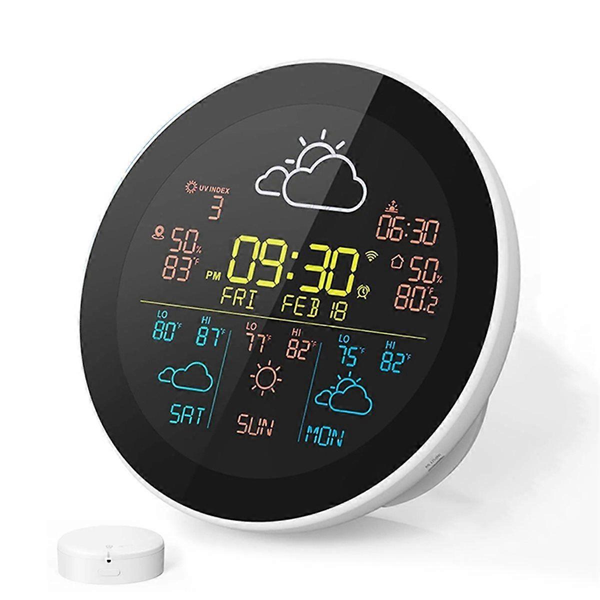 Tuya WiFi Weather Clock Wireless Thermometer Hygrometer with Alarm Clock Function LCD Display Weath