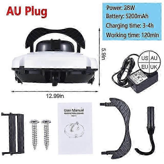 Cordless Automatic Pool Vacuum Cleaner IPX8 Waterproof DualMotor Suction 120min Runtime