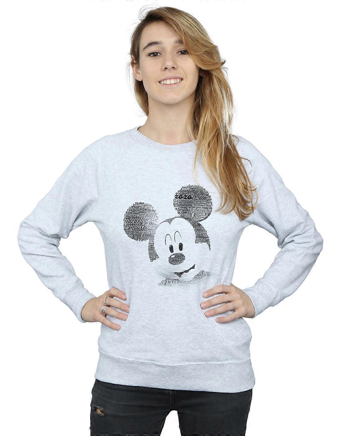 Disney Women's Mickey Mouse Text Face Sweatshirt