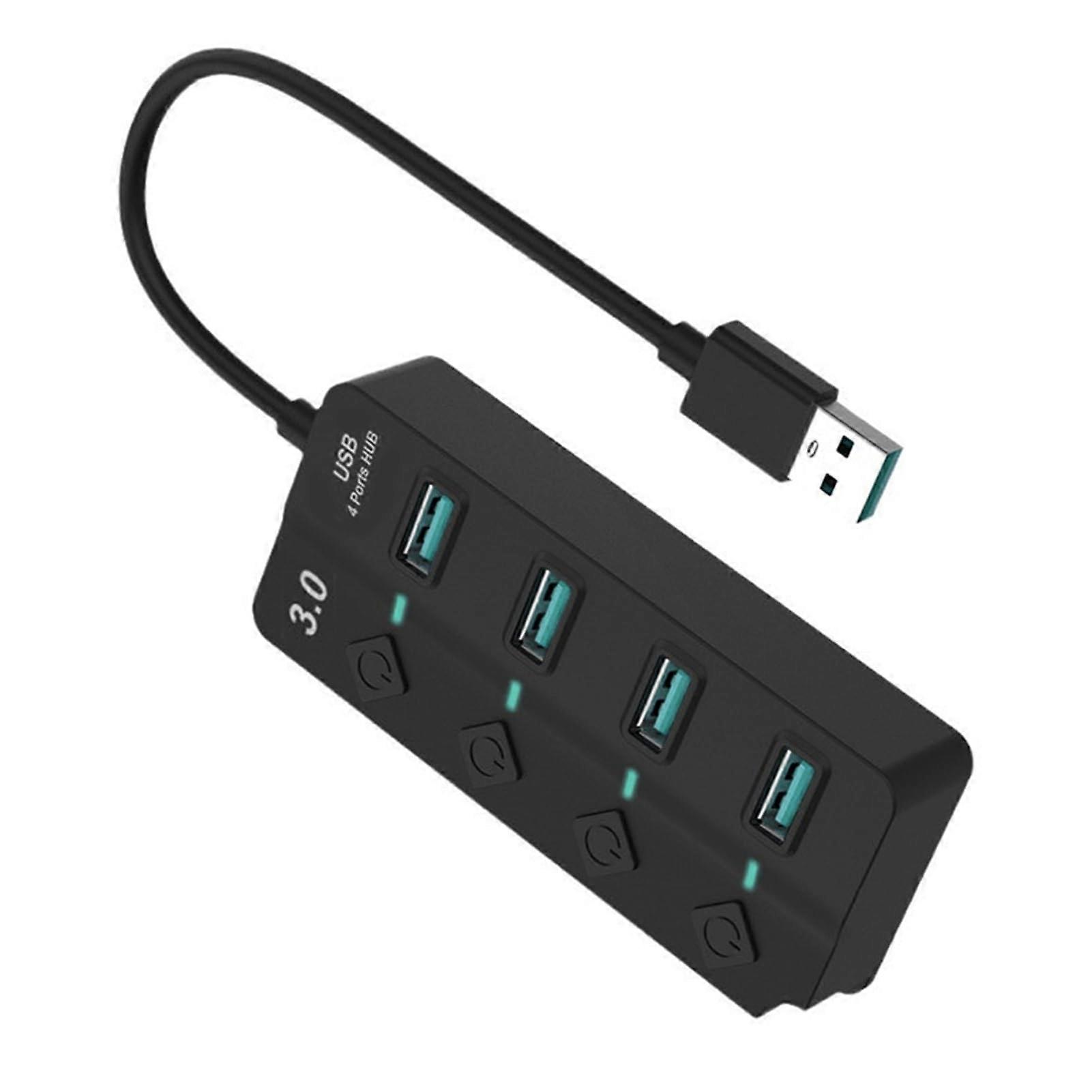 USB 3.0 Hub 4 Port  Speed Data Transfer with Switch Slim Lightweight for Laptop and PC