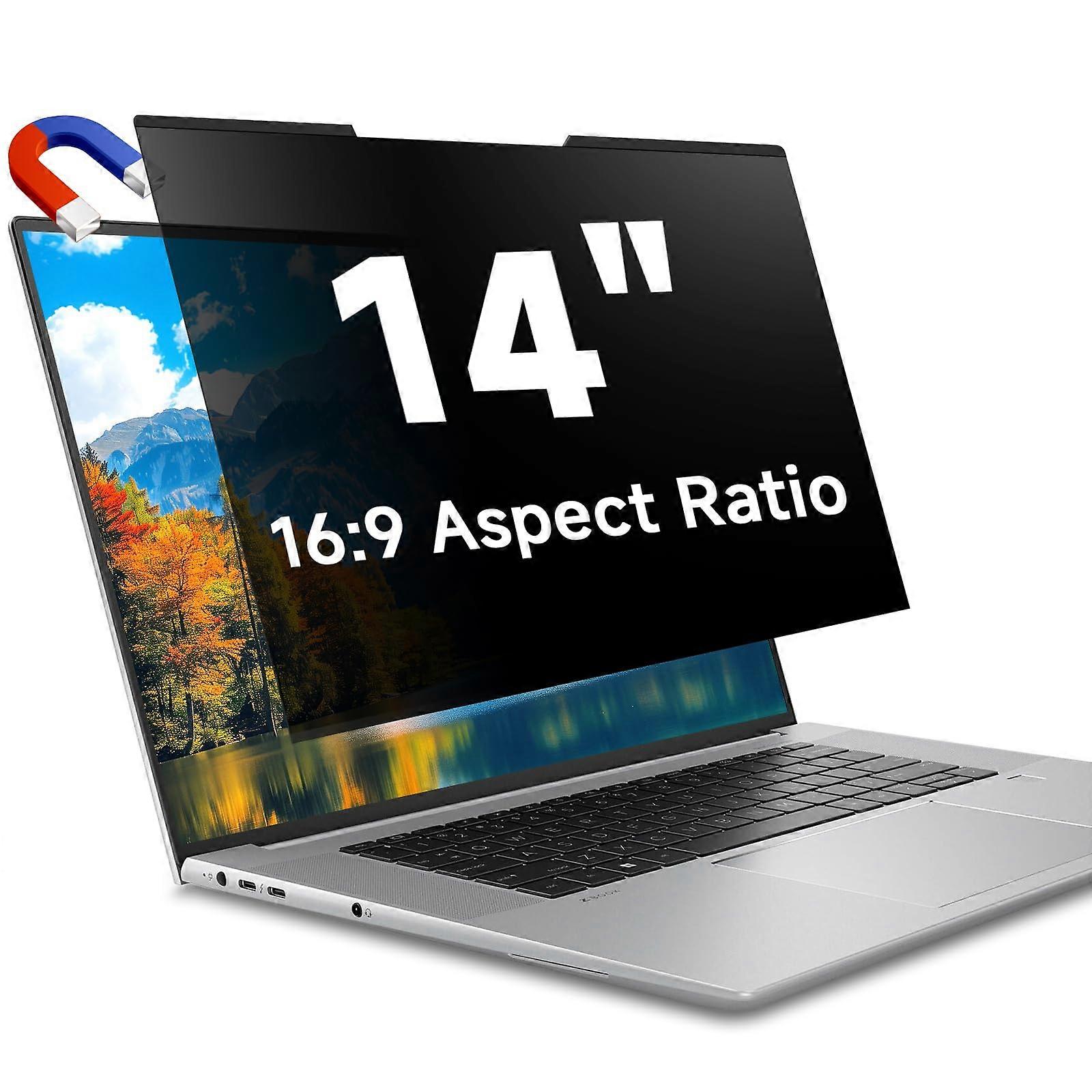 14 Inch Magnetic Laptop Privacy Screen 16:9, Removable AntiSpy Filter with Blue Light Reduction